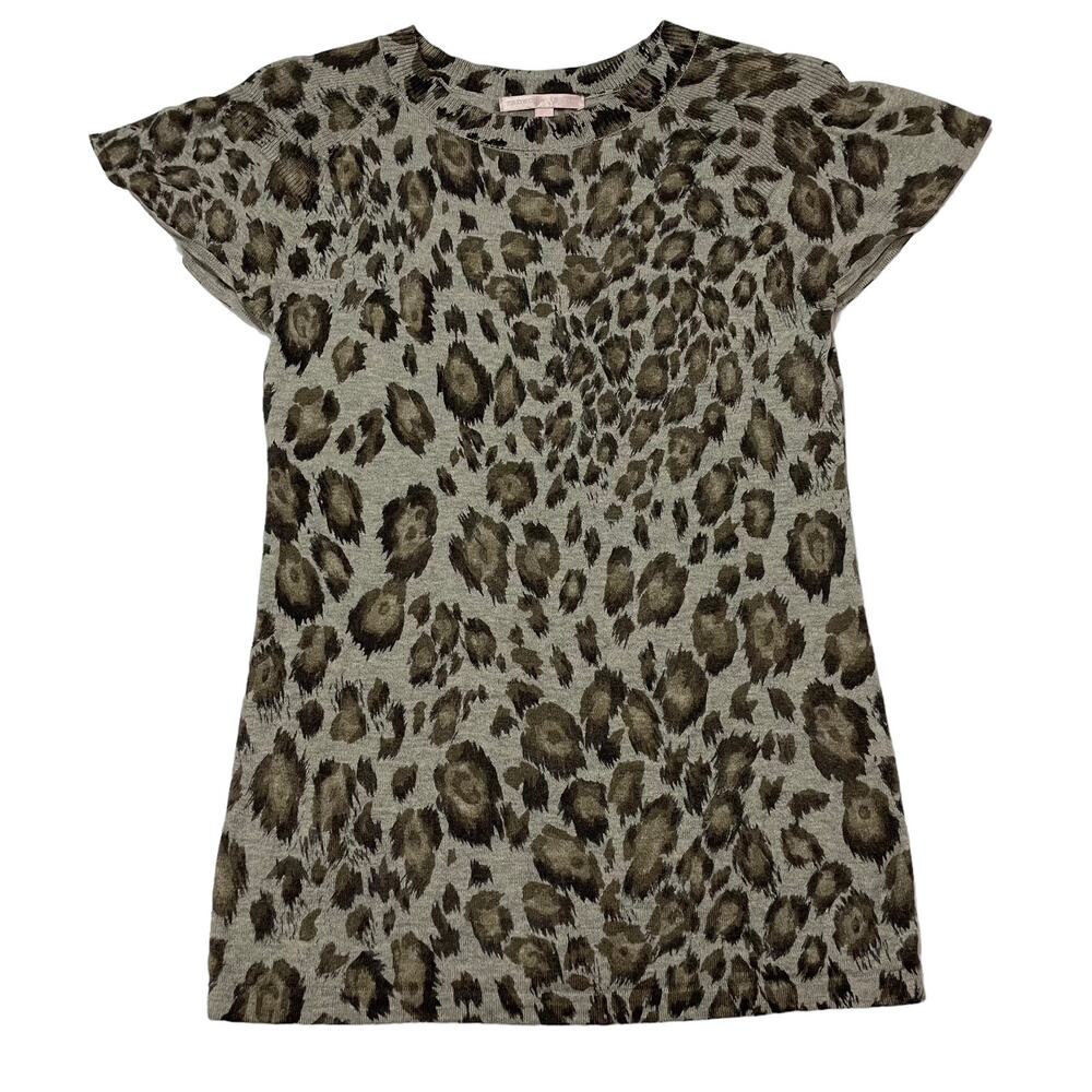 Rebecca Taylor Animal Print Knit Top - Gray - Medium